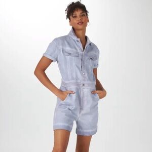 ANTHROPOLOGIE LEE Union-Alls Denim Romper Large NEW Light Blue
